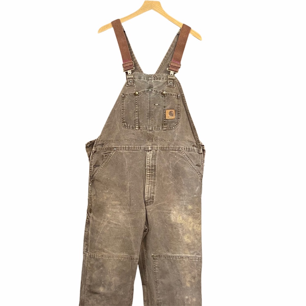 Carhartt Vintage Brown Bib Overalls Distressed USA